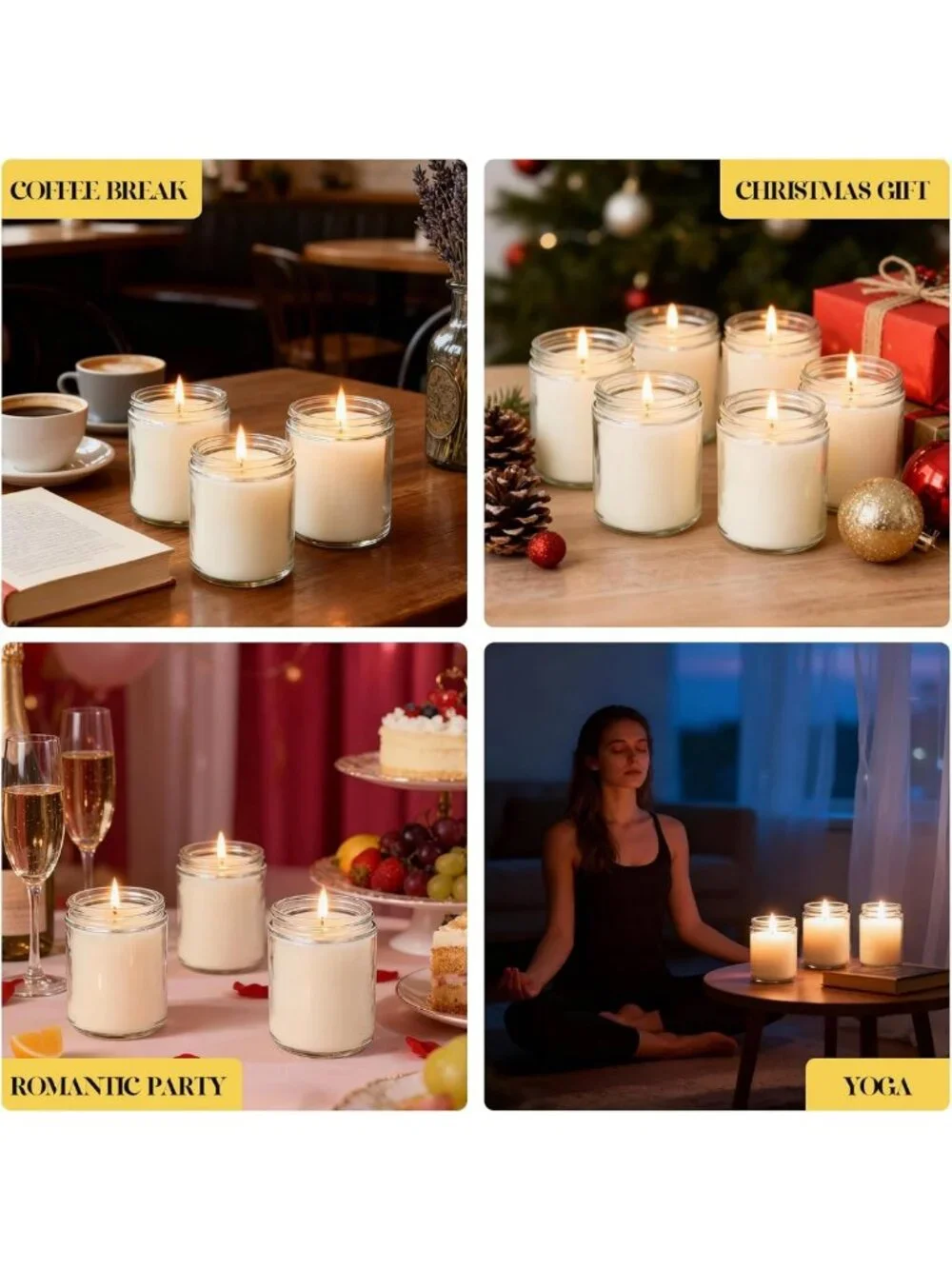 12 PCS Large Vanilla Scented Candles | White Soy Wax, Long-Lasting Cozy